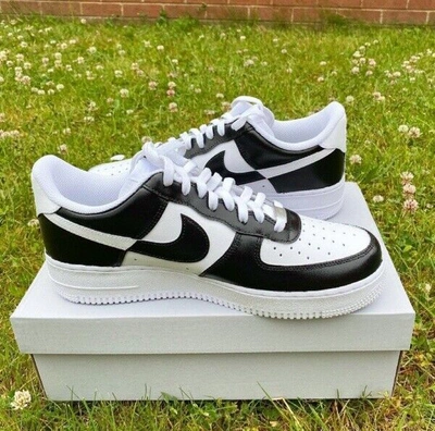 Pre-owned Nike Air Force 1 Custom Low Two Tone White Black Panda Shoes Men Women Kids