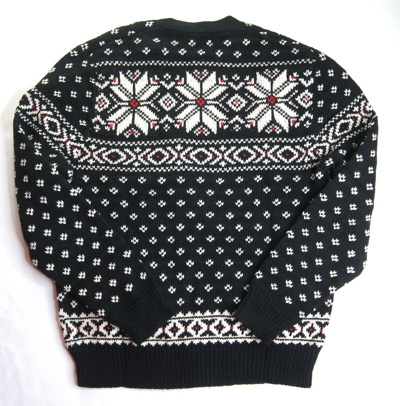 Pre-owned Polo Ralph Lauren Men's Black Multi Snowflake Cotton-cashmere Cardigan Sweaters