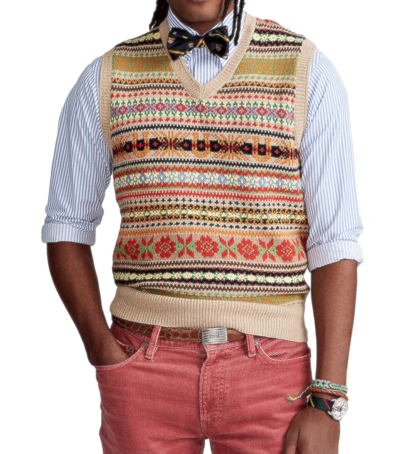 Pre-owned Polo Ralph Lauren Men's Cotton/silk/cashmere Fair Isle Sweater Vest In Multicolor