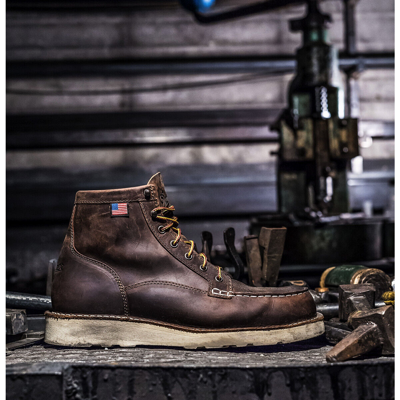 Pre-owned Danner ® Bull Run 6" & Plain Toe Eh Wedge Work Boots 15563 - All Sizes In Brown