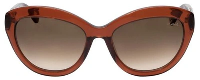 Pre-owned Lanvin Sunglasses Crystal Rose Amber/smoke Red Brown Gradient Sln672m-01f3-54mm