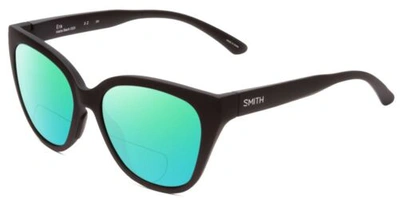 Pre-owned Smith Era Ladies Cateye Polarized Bi-focal Sunglasses Matte Black 55mm 41 Option In Green Mirror