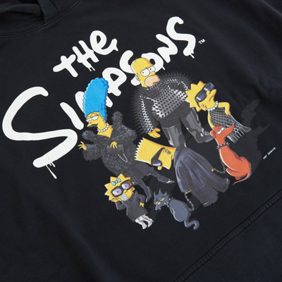 Pre-owned Balenciaga X The Simpsons 995$ Wide Fit Hoode In Black Cotton Fleece