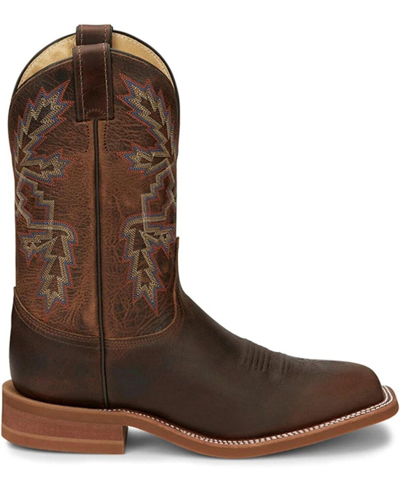 Pre-owned Justin Boots Justin Men's Bent Rail, Made In Usa Western Boot Square Toe Chocolate -br5348 In Brown