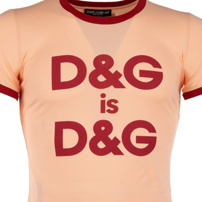 Pre-owned Dolce & Gabbana Cotton T-shirt With D&g Is D&g Logo Print Pink Red 11110