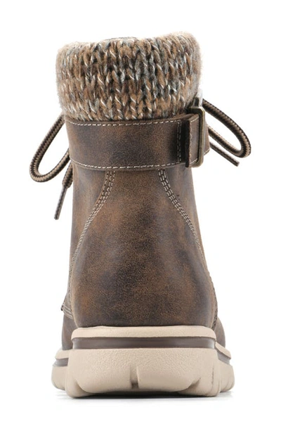Cliffs By White Mountain Hearty Knit Collar Lace-up Boot In Brown/ Fabric/ Sweater