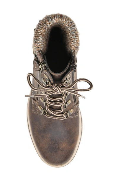 Cliffs By White Mountain Hearty Knit Collar Lace-up Boot In Brown/ Fabric/ Sweater