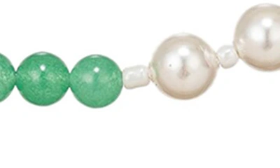 Shop Eye Candy Los Angeles Zoe Faux Pearl Necklace In Green