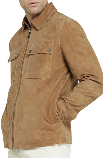 Shop Ted Baker Thierry Suede Shacket In Camel