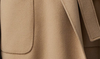 Shop Mackage Thalia Double Face Tie Waist Wool Coat In Tan
