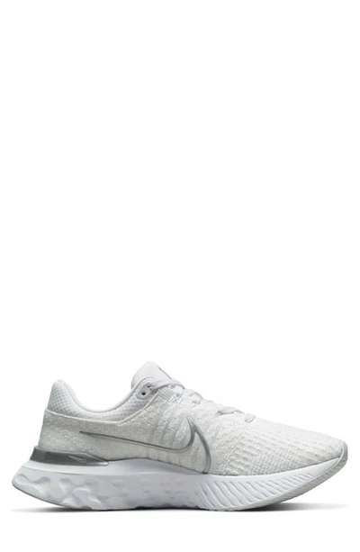 Shop Nike React Infinity Flyknit Running Shoe In White/ Platinum/ Silver