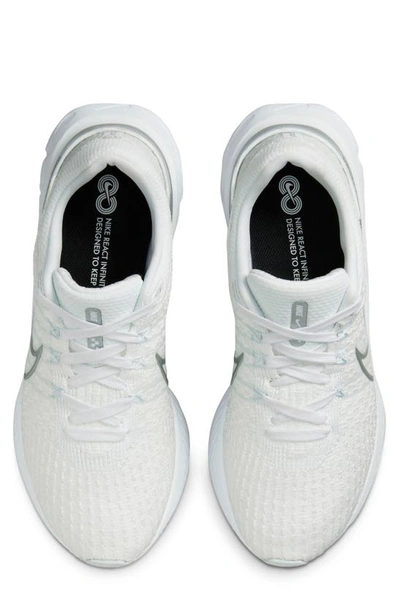 Shop Nike React Infinity Flyknit Running Shoe In White/ Platinum/ Silver