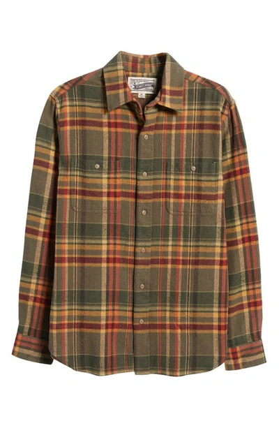Shop Schott Two-pocket Long Sleeve Flannel Button-up Shirt In Olive