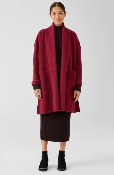 Shop Eileen Fisher Open Front Boiled Wool Jacket In Deep Claret