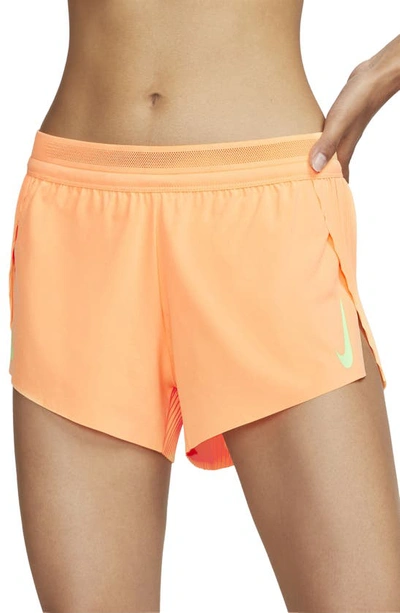 Nike Aeroswift Pleated Neon Stretch-shell Shorts In Orange | ModeSens