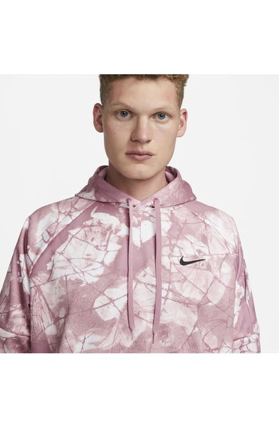 Shop Nike Therma-fit Fitness Pullover Hoodie In Elemental Pink/ Black