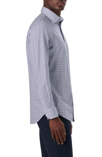 Shop Bugatchi Ooohcotton® Floral Print Button-up Shirt In Plum