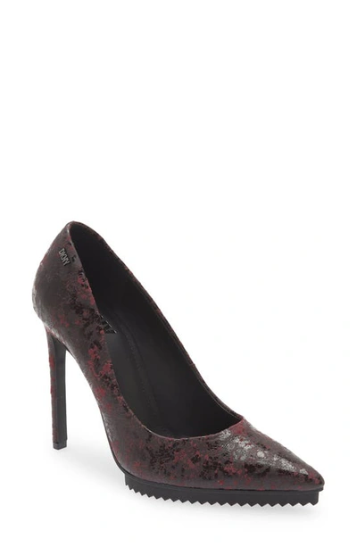 Shop Dkny Carisa Pointed Toe Pump In Bordeaux Cracked Leather