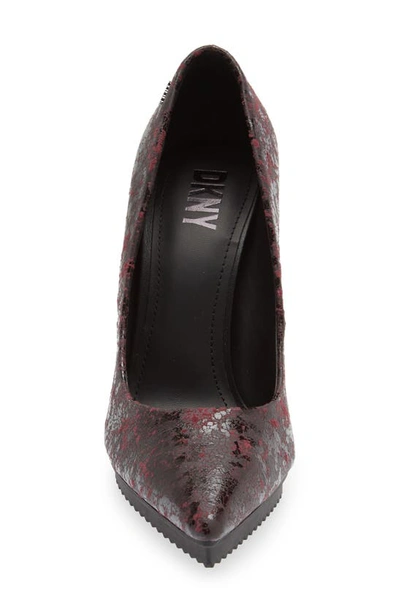 Shop Dkny Carisa Pointed Toe Pump In Bordeaux Cracked Leather