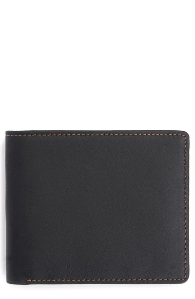 Shop Royce New York Personalized Rfid Leather Trifold Wallet In Black/ Tan- Silver Foil