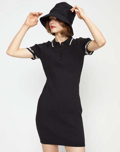 Shop Cynthia Rowley Aqua Rib Knit Mini Dress In Black