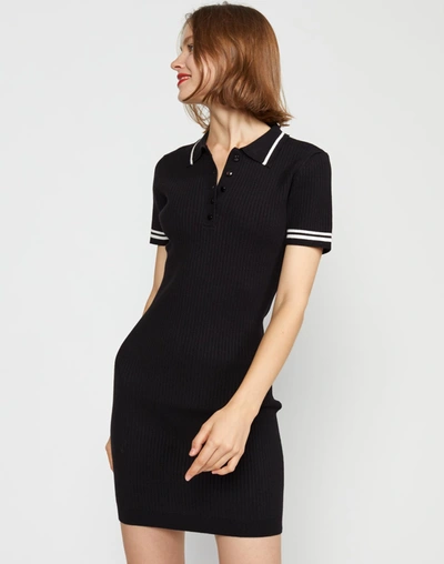 Shop Cynthia Rowley Aqua Rib Knit Mini Dress In Black