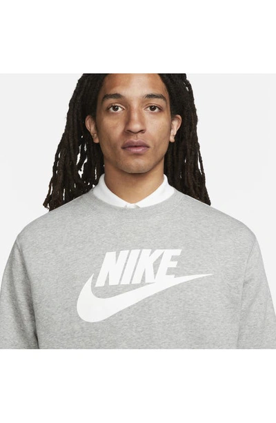 Shop Nike Fleece Graphic Pullover Sweatshirt In Dark Grey Heather