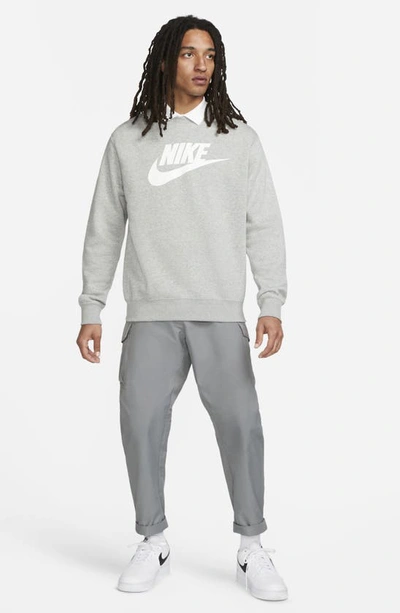 Shop Nike Fleece Graphic Pullover Sweatshirt In Dark Grey Heather