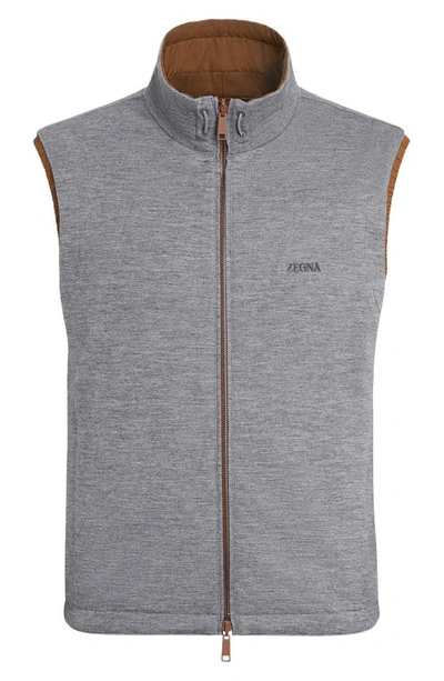 Zegna Zephyr Reversible Vest In Vicuna