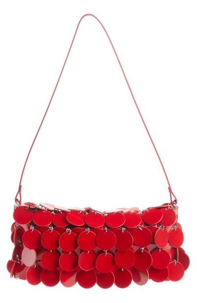 Shop Rabanne Leather Sphere Baguette Shoulder Bag In Red