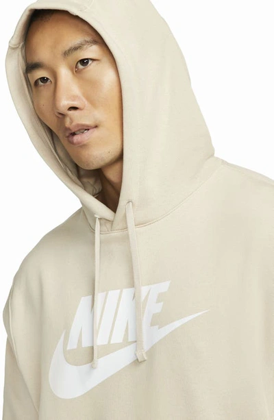 Shop Nike Sportswear Club Fleece Logo Hoodie In Rattan/ Rattan/ White