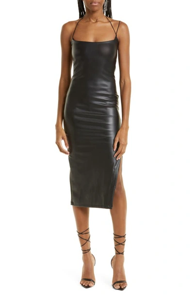 Shop Alix Nyc Rocco Strappy Halter Neck Faux Leather Dress In Black