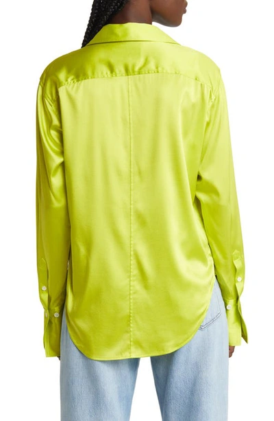 Shop Frame Stretch Silk Button-up Shirt In Flash Lime