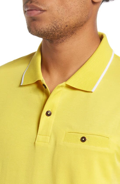 Shop Ted Baker Galton Tipped Cotton Blend Polo In Yellow