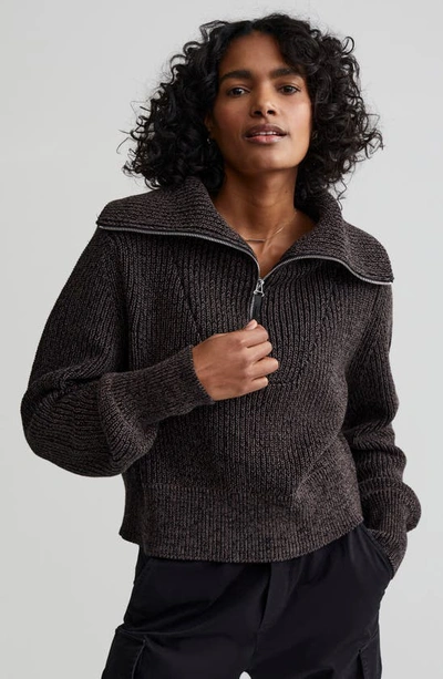Shop Varley Mentone Half Zip Sweater In Black Speckle