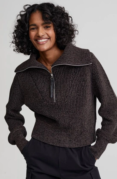 Shop Varley Mentone Half Zip Sweater In Black Speckle