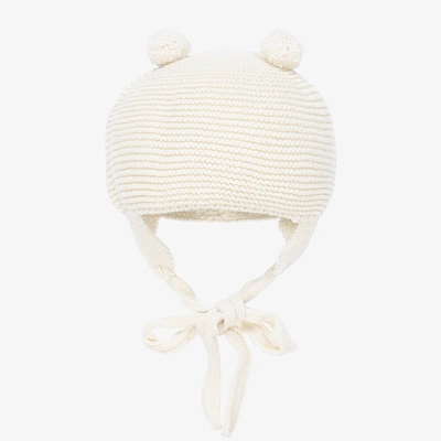 Shop Foque Ivory Knitted Pom-pom Hat