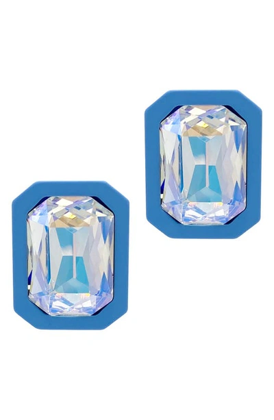 Adornia Rhodium Plated Statement Earrings In Blue