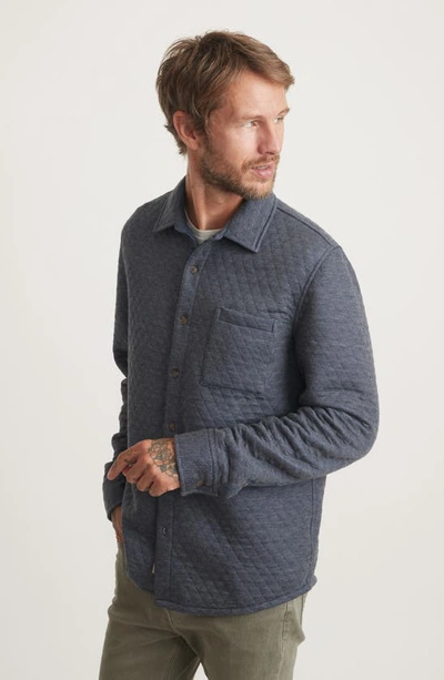 Shop Marine Layer Corbet Quilted Overshirt In Navy Heather/ Oatmeal