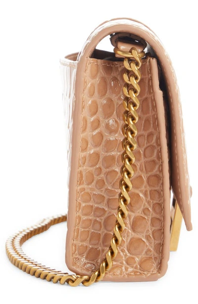 Shop Balenciaga Hourglass Leather Wallet On A Chain In Nude Beige