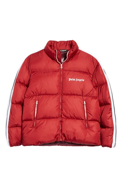 Shop Palm Angels Classic Track Quilted Down Coat In Red White