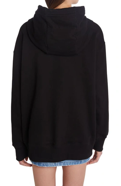 Shop Versace I Love  Hotfix Heart Crop Cotton Graphic Hoodie In Nero