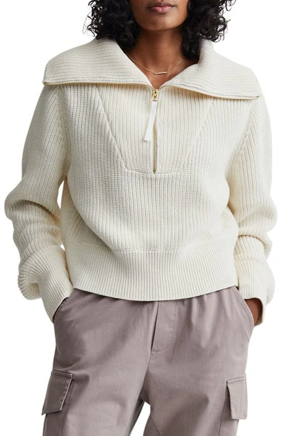 Shop Varley Mentone Half Zip Sweater In Egret