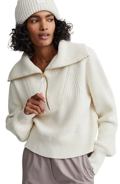 Shop Varley Mentone Half Zip Sweater In Egret