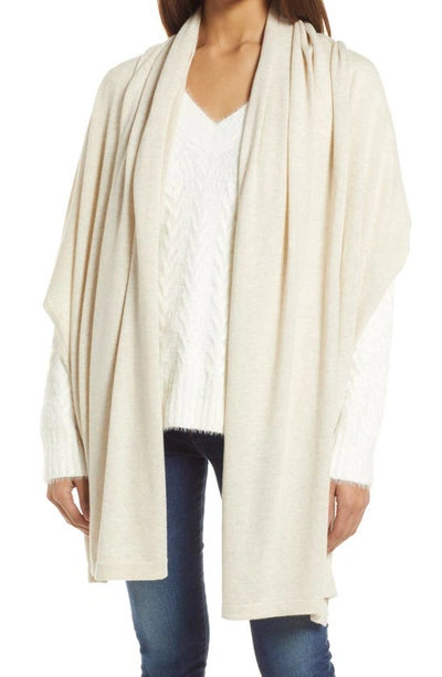 Nordstrom Transitional Knit Travel Wrap In Beige Oatmeal Light Heather
