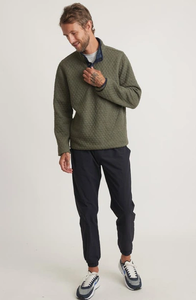 Shop Marine Layer Reversible Stand Collar Pullover In Navy/ Olive Heather