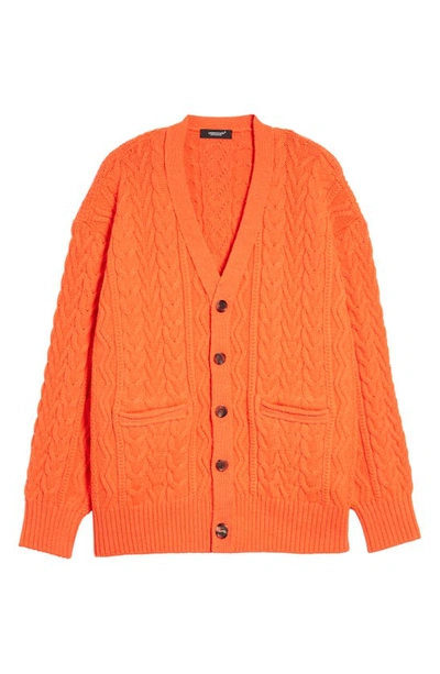 Shop Undercover Cable Knit Wool Cardigan In Orange