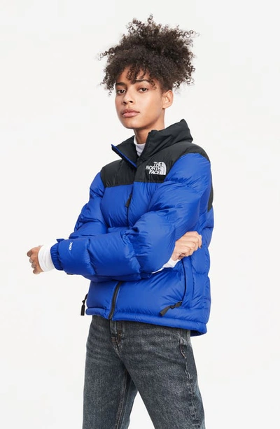 The North Face Nuptse Cropped Down Jacket In Folk Blue In Folk Blue