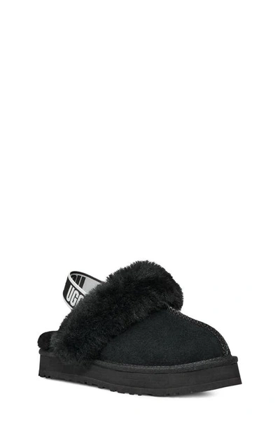 Shop Ugg Kids' Funkette Genuine Shearling Slipper In Black