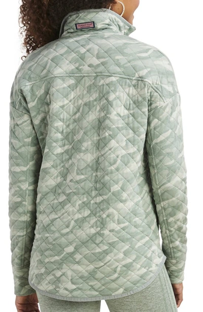 Shop Vineyard Vines Camo Print Quilted Half Zip Shep Shirt In Camo - Sage Olive